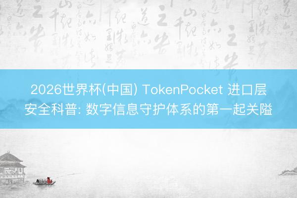 2026世界杯(中国) TokenPocket 进口层安全科普: 数字信息守护体系的第一起关隘