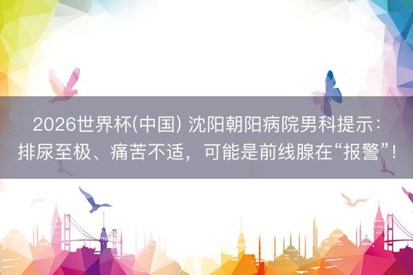 2026世界杯(中国) 沈阳朝阳病院男科提示：排尿至极、痛苦不适，可能是前线腺在“报警”！