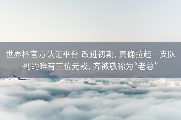 世界杯官方认证平台 改进初期， 真确拉起一支队列的唯有三位元戎， 齐被敬称为“老总”