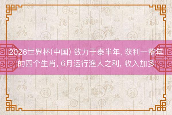 2026世界杯(中国) 致力于泰半年， 获利一整年的四个生肖， 6月运行渔人之利， 收入加多