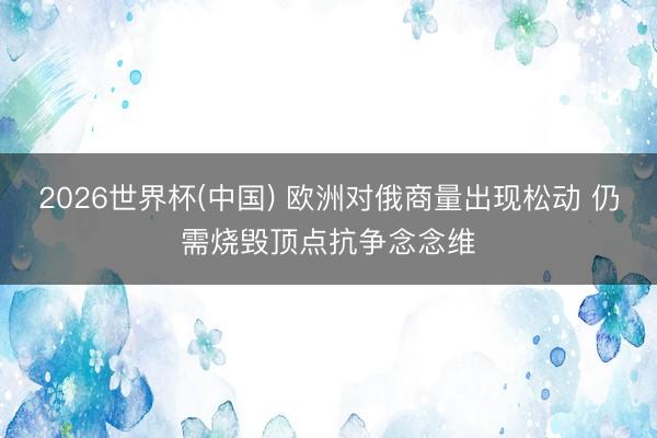 2026世界杯(中国) 欧洲对俄商量出现松动 仍需烧毁顶点抗争念念维