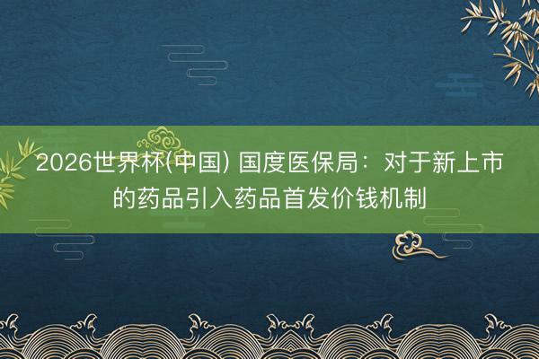 2026世界杯(中国) 国度医保局：对于新上市的药品引入药品首发价钱机制
