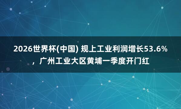 2026世界杯(中国) 规上工业利润增长53.6%,广州工业大区黄埔一季度开门红