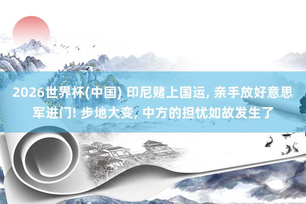 2026世界杯(中国) 印尼赌上国运， 亲手放好意思军进门! 步地大变， 中方的担忧如故发生了